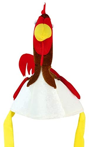 Trendy Apparel Shop Funny Chicken Rooster Plush Animal Novelty Costume Hat - White