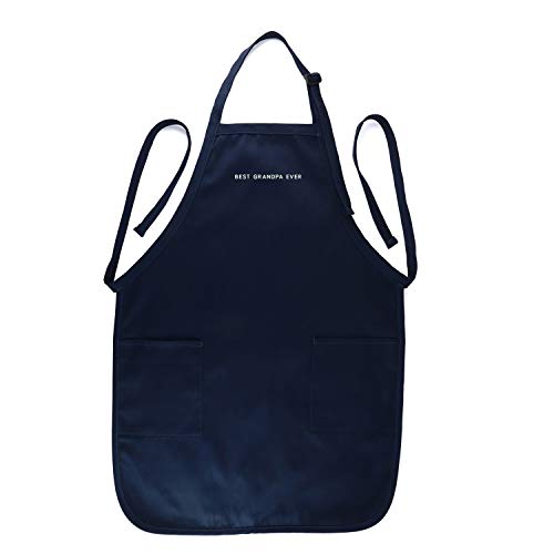 Trendy Apparel Shop Best Grandpa Ever One Line Embroidered Full Length Apron with Pockets