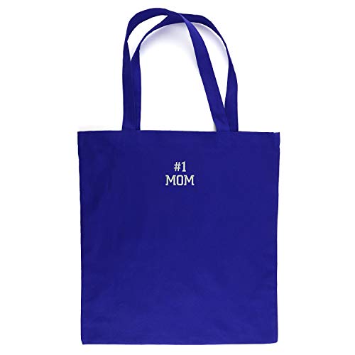 Trendy Apparel Shop Number #1 Mom Embroidered Cotton Canvas Light Weight Tote Bag