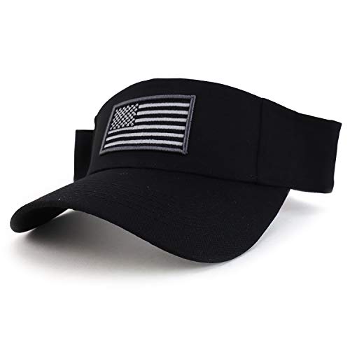 Trendy Apparel Shop USA American Flag Embroidered Polyester Summer Visor Hat