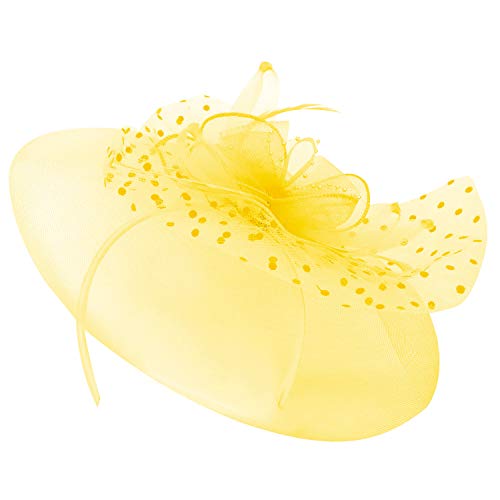 Trendy Apparel Shop Horsehair Beaded Fascinator with Polka Dot Mesh Feather Net