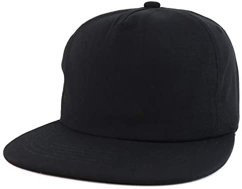 Trendy Apparel Shop Plain Unstructured 5 Panel Flat Bill Snapback Baseball Cap