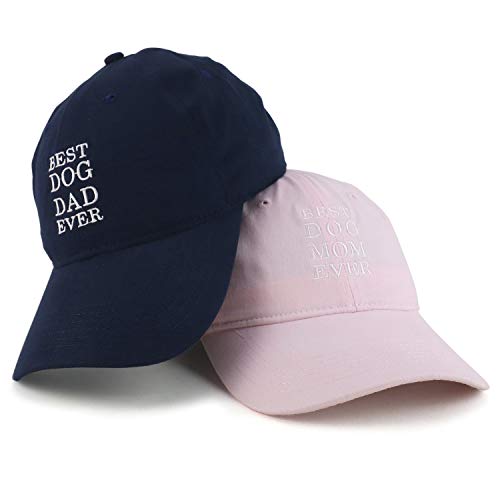 Trendy Apparel Shop Best Dog Mom and Dad Ever Soft Cotton Couple 2 Pc Cap Set