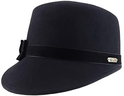 Trendy Apparel Shop Women's Wool Felt Cadet Hat with Velvet Trim Ribbon