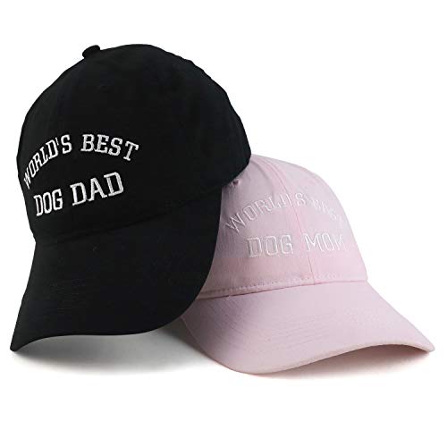 Trendy Apparel Shop World's Best Dog Mom and Dad Ever Soft Cotton 2 Pc Cap Set