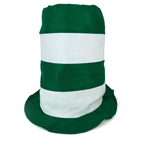 Trendy Apparel Shop Green and White St Patrick's Day Soft Felt Stove Pipe Top Hat - Green