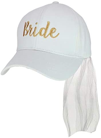 Trendy Apparel Shop Wedding Party Bride Themed Baseball Cap with Veil