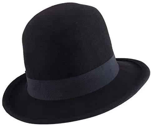 Trendy Apparel Shop Men's Tall Crown Wool Bowler Hat with Black Band