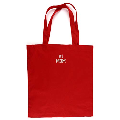 Trendy Apparel Shop Number #1 Mom Embroidered Cotton Canvas Light Weight Tote Bag