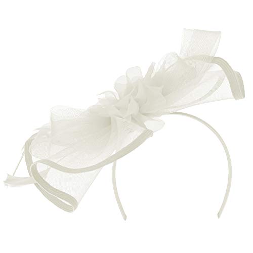 Trendy Apparel Shop Flower Feather Fascinator with Binded Hem Edge