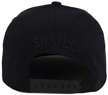 Trendy Apparel Shop Three Skulls Rubber Patch 5 Panel Flatbill Snapback Cap