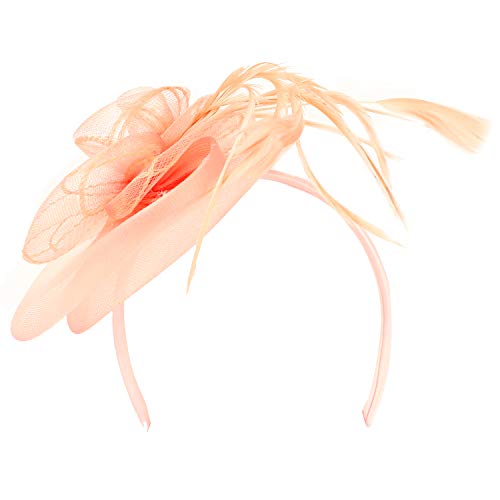 Trendy Apparel Shop Horsehair Rosette Decorative Fascinator with Feather Trim