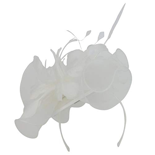 Trendy Apparel Shop Women's Long Feathered Mesh Flower Cocktail Fascinator