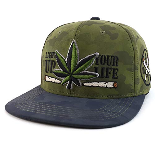 Trendy Apparel Shop Light Up Your Life Marijuana Weed Leaf Flatbill Snapback Cap