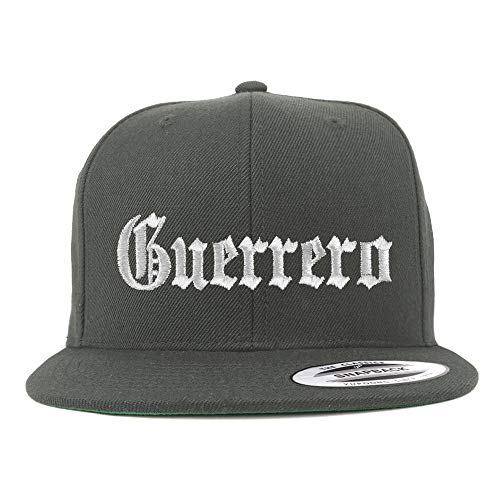 Trendy Apparel Shop Old English Guerrero White Embroidered Flatbill Snapback Baseball Cap