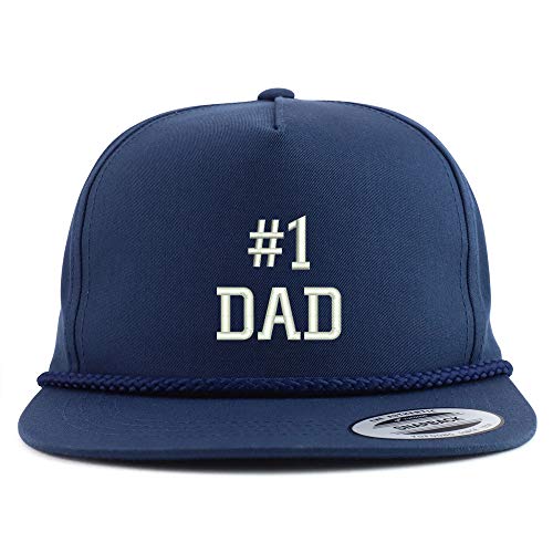 Trendy Apparel Shop Number 1 Dad Embroidered 5 Panel Flatbill Braid Snapback Golf Cap