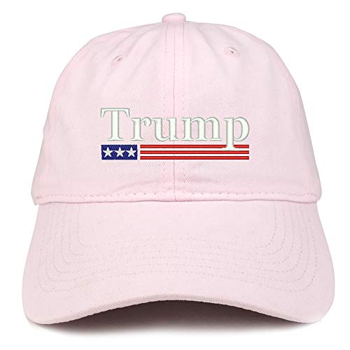 Trendy Apparel Shop Trump USA Flag Embroidered 100% Cotton Adjustable Cap Dad Hat