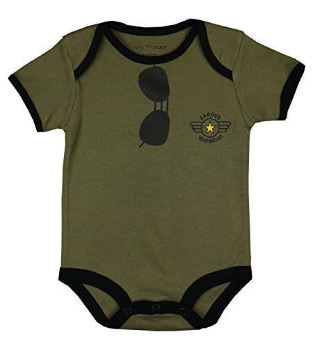 Trendy Apparel Shop Daddy's Wingman Infant One Piece Jumpsuit with Aviator Sunglasses Print