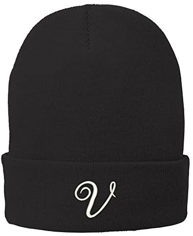 Trendy Apparel Shop Letter V Embroidered Winter Knitted Long Beanie