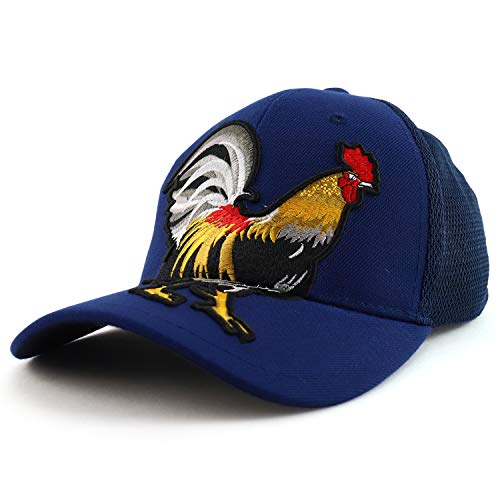 Trendy Apparel Shop Cock Rooster Embroidered Structured Trucker Mesh Cap