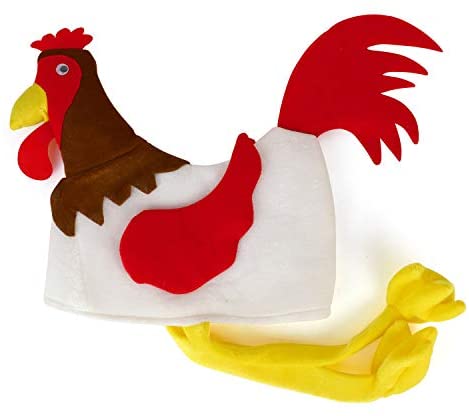 Trendy Apparel Shop Funny Chicken Rooster Plush Animal Novelty Costume Hat - White