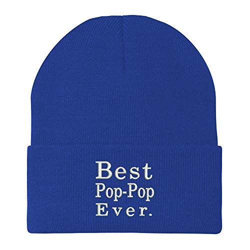 Trendy Apparel Shop Best Pop Pop Ever Embroidered Winter Long Cuff Beanie