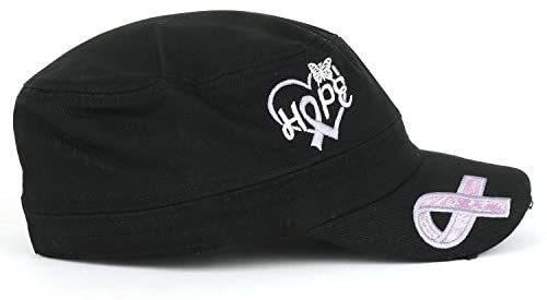 Trendy Apparel Shop Cancers Awareness Lavender Ribbon Embroidered Flat Top Style Army Cap