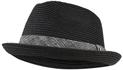 Trendy Apparel Shop Upbrim Paper Straw Fedora Hat with Hat Band
