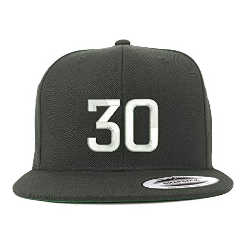 Trendy Apparel Shop Number 30 Embroidered Snapback Flatbill Baseball Cap