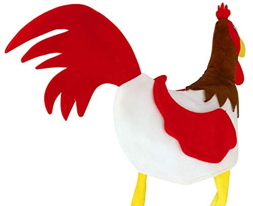 Trendy Apparel Shop Funny Chicken Rooster Plush Animal Novelty Costume Hat - White