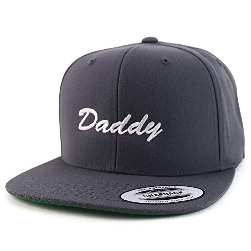 Trendy Apparel Shop Flexfit Daddy Script Font Embroidered Structured Flatbill Snapback Cap