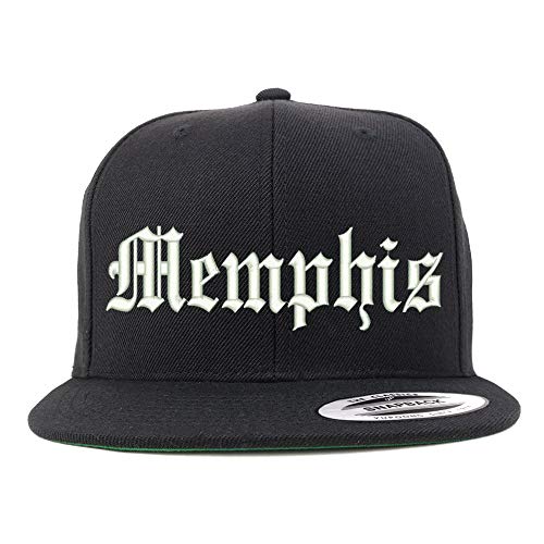 Trendy Apparel Shop Old English Font Memphis City Embroidered Flat Bill Cap
