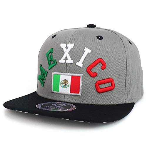 Trendy Apparel Shop 3D Mexico Text Flag Embroidered Flatbill Snapback Cap