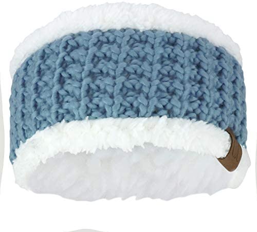 Trendy Apparel Shop Sherpa Fleece Lined Stretchy Chunky Knit Ear Warmer Headband