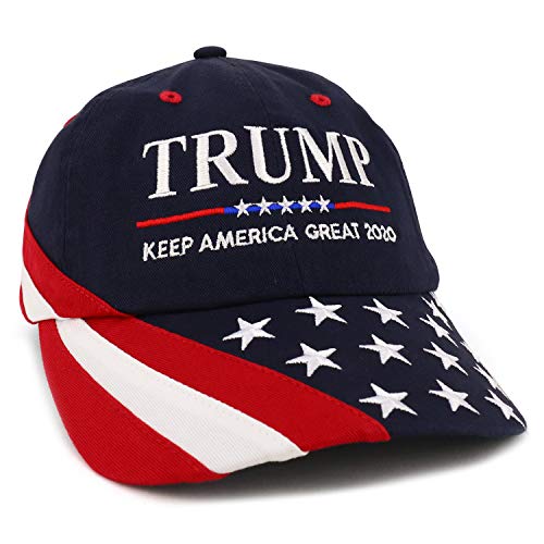 Trendy Apparel Shop Trump Embroidered USA Flag and Stars Bill Unstructured Baseball Cap