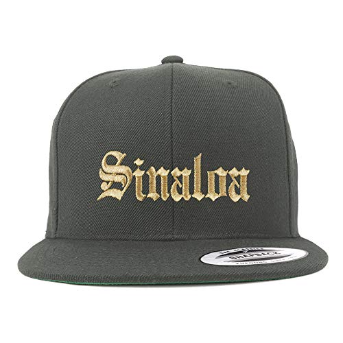 Trendy Apparel Shop Old English Sinaloa Gold Embroidered Flatbill Snapback Baseball Cap