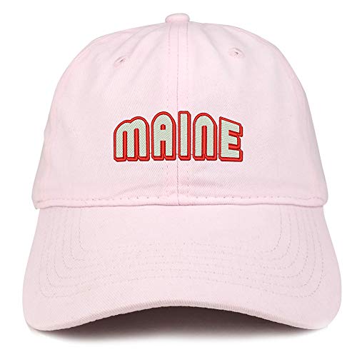 Trendy Apparel Shop Maine Bold Text Embroidered Soft Crown 100% Brushed Cotton Cap