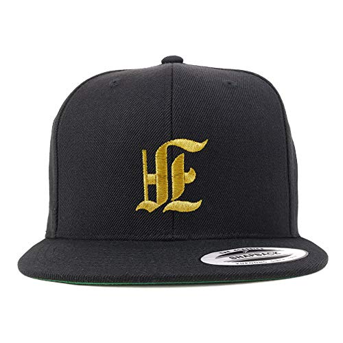 Trendy Apparel Shop Old English Gold F Embroidered Snapback Flatbill Baseball Cap