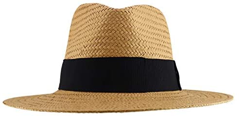 Trendy Apparel Shop Men's Toyo Braid Wide Band Large Brim Fedora Hat