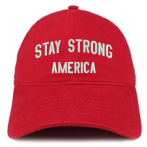 Trendy Apparel Shop Stay Strong America Embroidered Soft Crown Cotton Cap