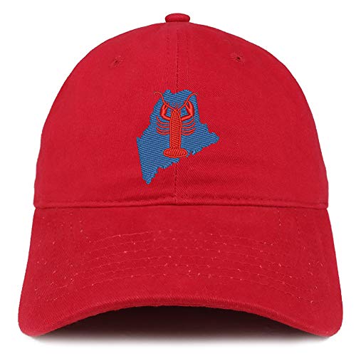 Trendy Apparel Shop Maine Lobster Embroidered Soft Crown 100% Brushed Cotton Cap
