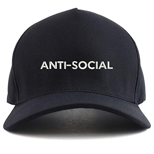 Trendy Apparel Shop Anti-Social Embroidered Oversized 5 Panel XXL Baseball Cap