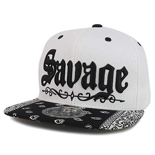 Trendy Apparel Shop Savage 3D Embroidered Paisley Flatbill Snapback Baseball Cap