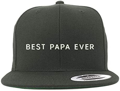 Trendy Apparel Shop Flexfit XXL Best Papa Ever Embroidered Structured Flatbill Snapback Cap