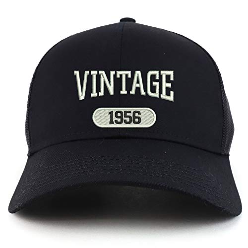 Trendy Apparel Shop Vintage 1956 Embroidered 65th Birthday High Profile High Profile Trucker Mesh Cap