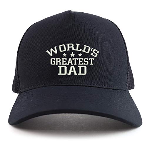 Trendy Apparel Shop World's Greatest Dad Embroidered Oversized 5 Panel XXL Trucker Mesh Cap
