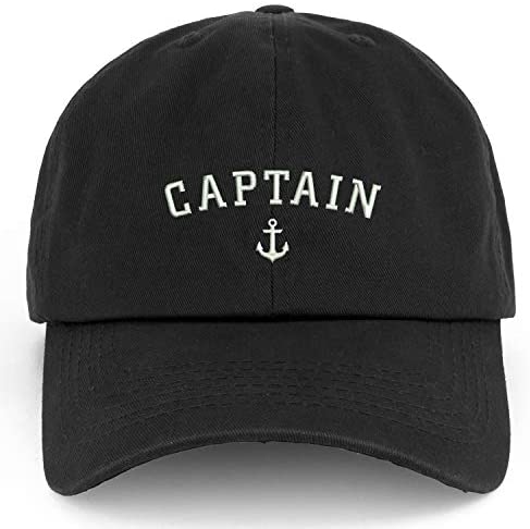 Trendy Apparel Shop XXL Captain Anchor Embroidered Unstructured Cotton Cap