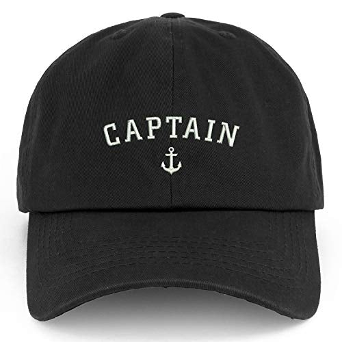 Trendy Apparel Shop XXL Captain Anchor Embroidered Unstructured Cotton Cap