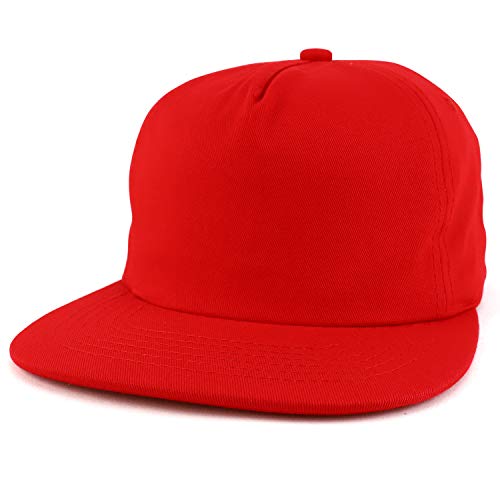 Trendy Apparel Shop Plain Unstructured 5 Panel Flat Bill Snapback Baseball Cap