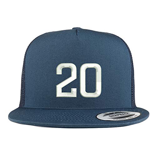 Trendy Apparel Shop Number 20 Embroidered 5 Panel Flatbill Trucker Mesh Cap